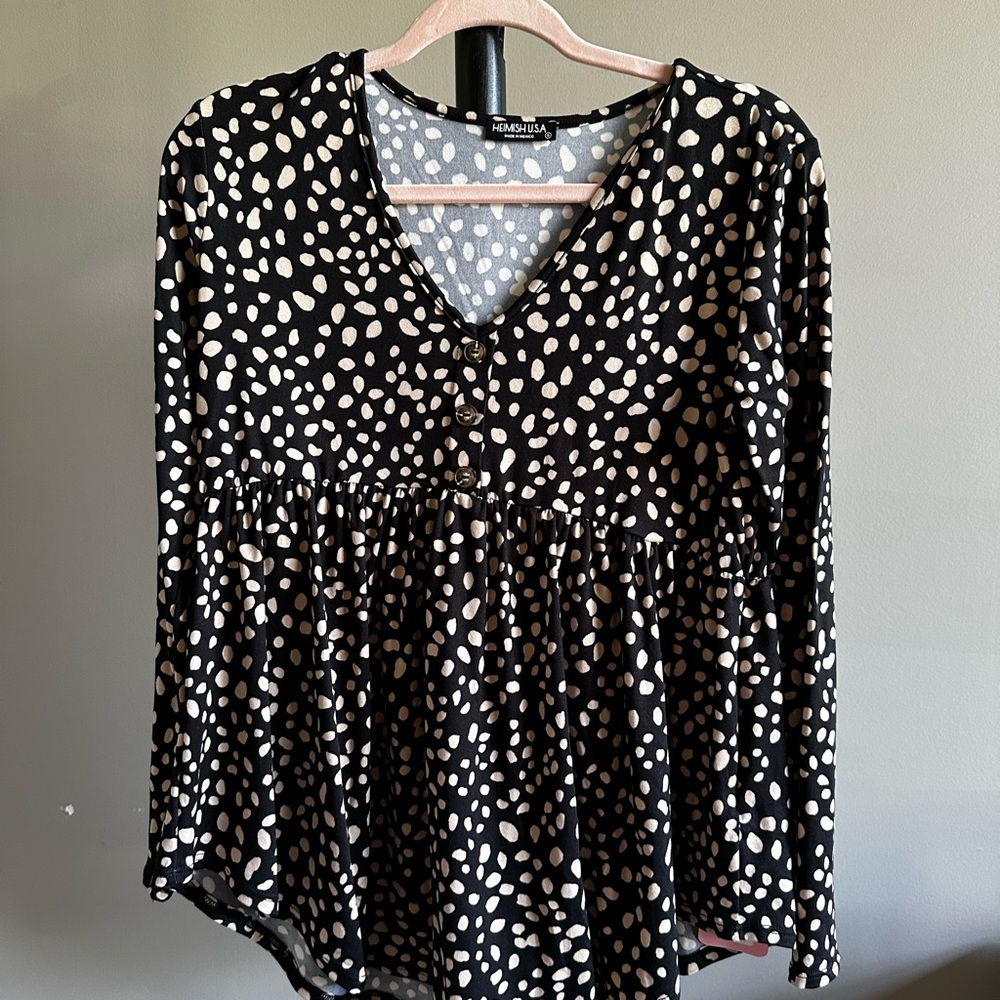 HEIMISH USA Black and Tan Long Sleeve Blouse - Size S